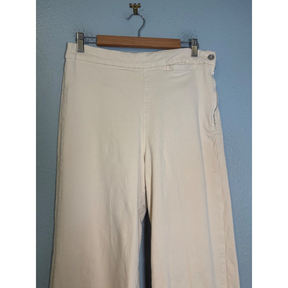 Anthropologie Pilcro The Skipper Side Zip High Rise Crop Wide Leg Jean Cream 31 - Picture 4 of 10
